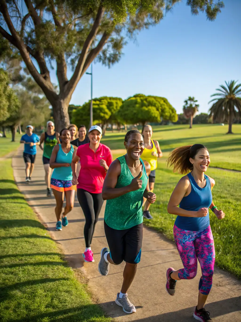 Participants of all ages running in a local marathon, highlighting the organization's support for running and fitness.