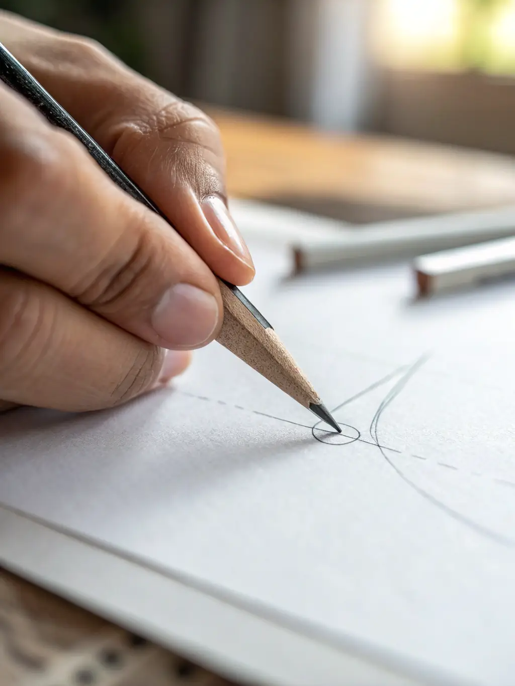 A close-up shot of an artist sketching Ilex leaves during a botanical illustration workshop held at the Arboretum.